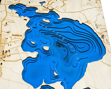 Jezioro Plateliai - Litwa - mapa batymetryczna 3D